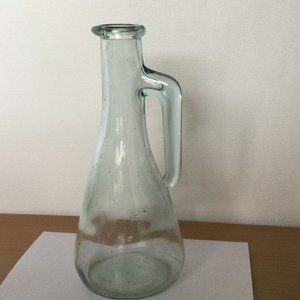 Vetreria Etrusca Vintage Aqua VE A 50cl Clear Glass Bottle green Handle Italy